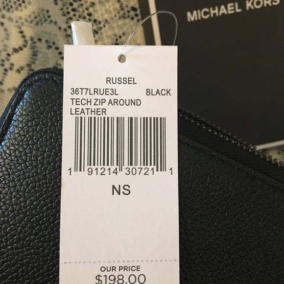 NWT Michael Kors 36T7LRUE3L Russel Tech Zip Around Leather Wallet - Picture 7 of 9